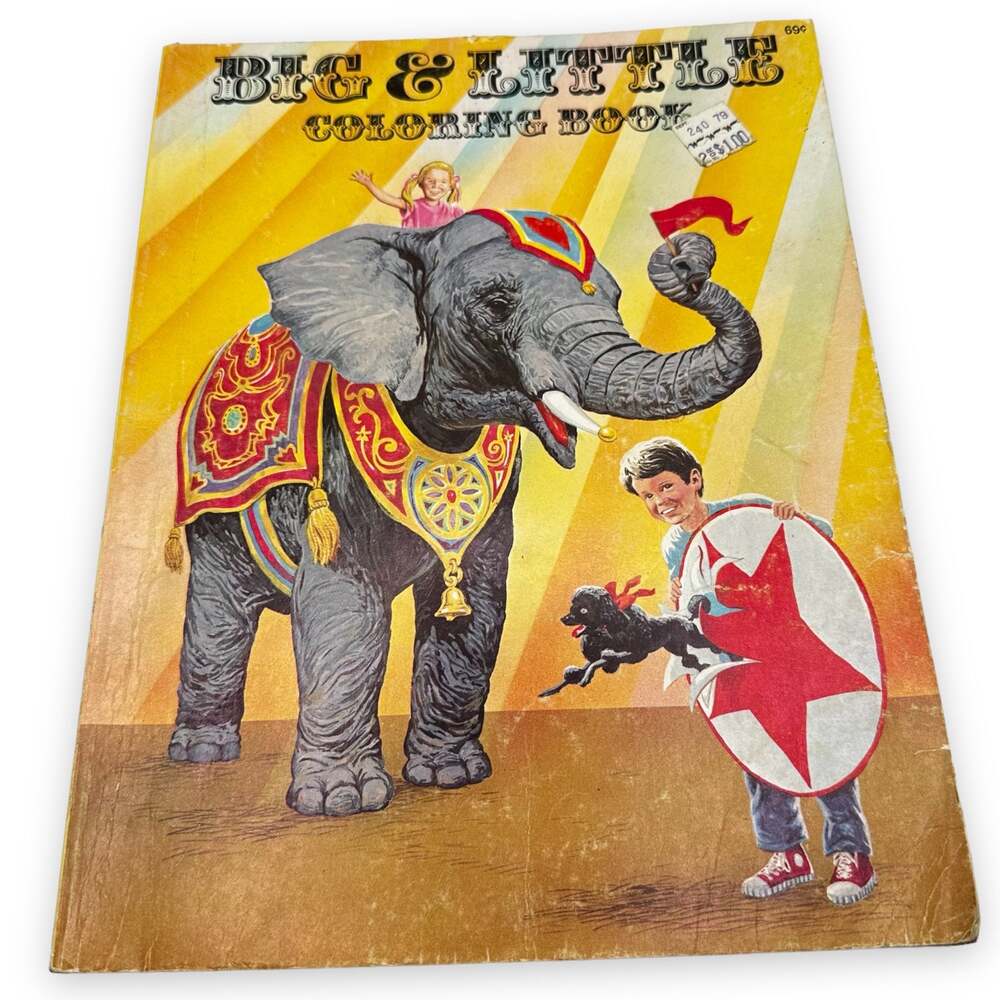 Vintage coloring book with retro circus cover – 1970s Sideshow Elephant